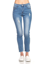 Skinny Frayed Slit Jeans
