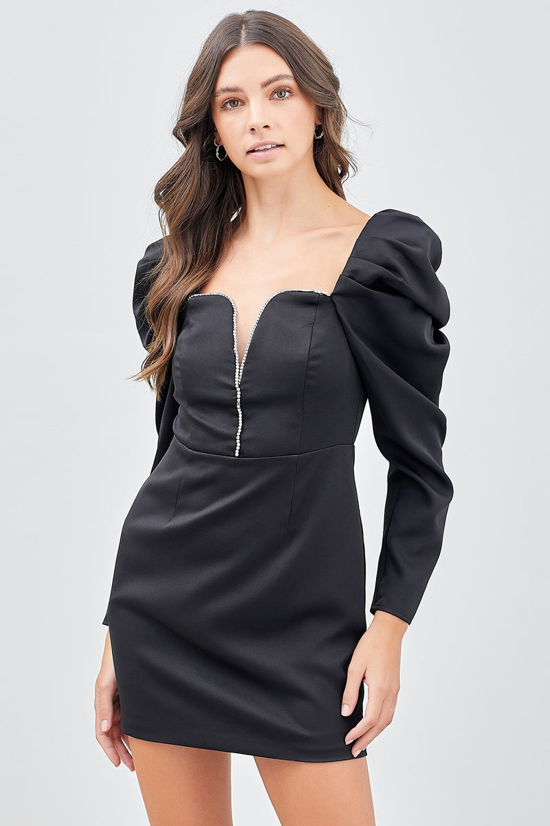 Woven black short dress